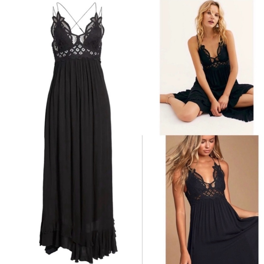 Free People Black Lace Maxi Dress